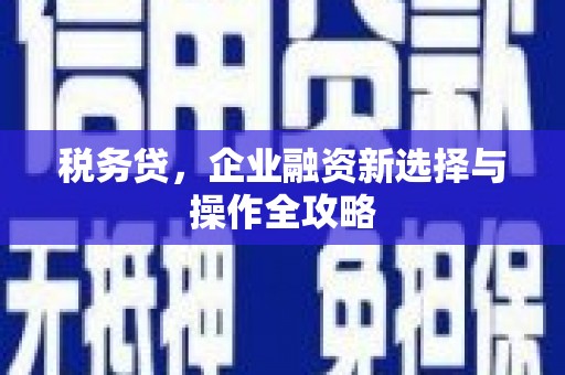 晋中税务贷，企业融资新选择与操作全攻略